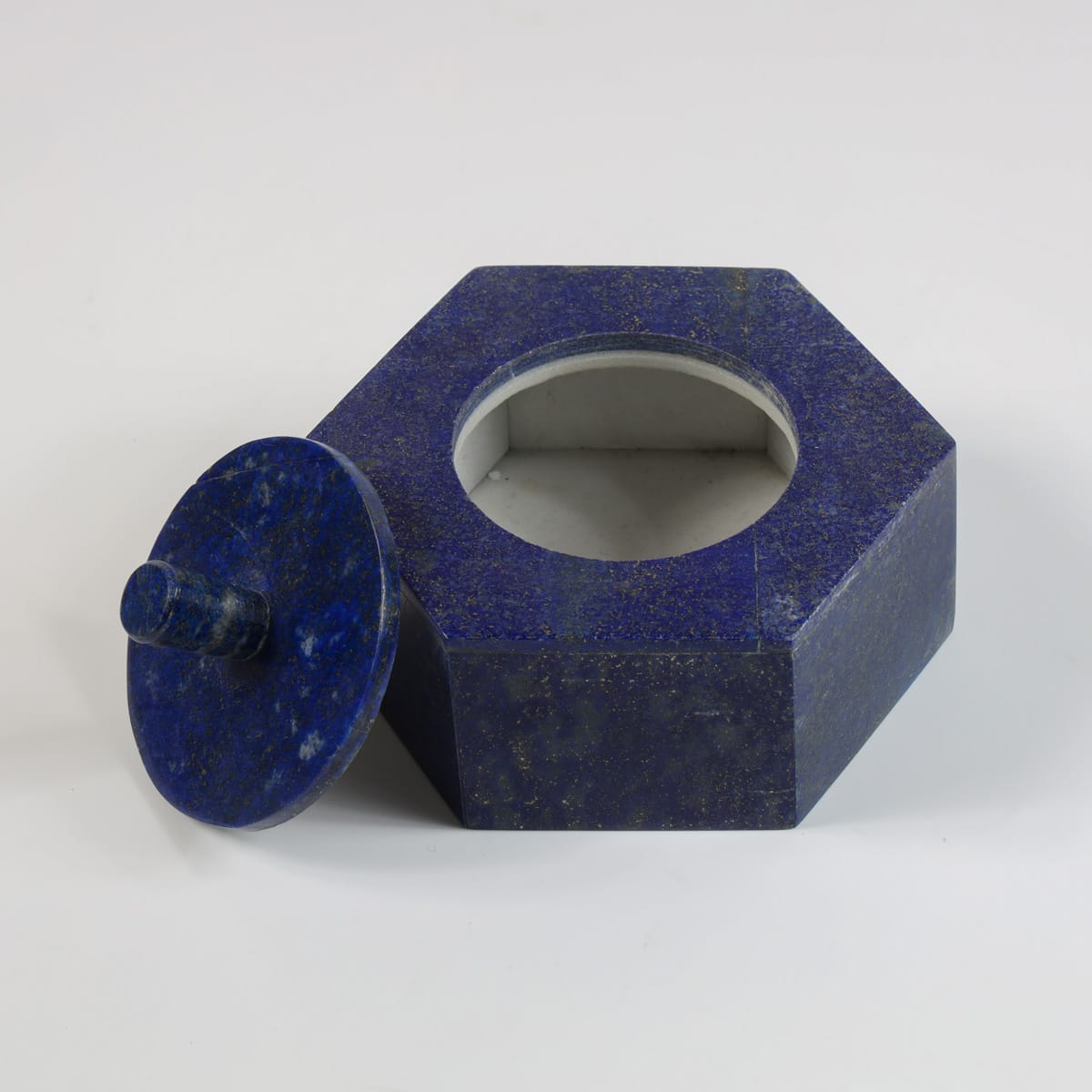 Handmade Lapis Lazuli Sugar Box – Eight-Sided (Hast Rukh Qand Dani)