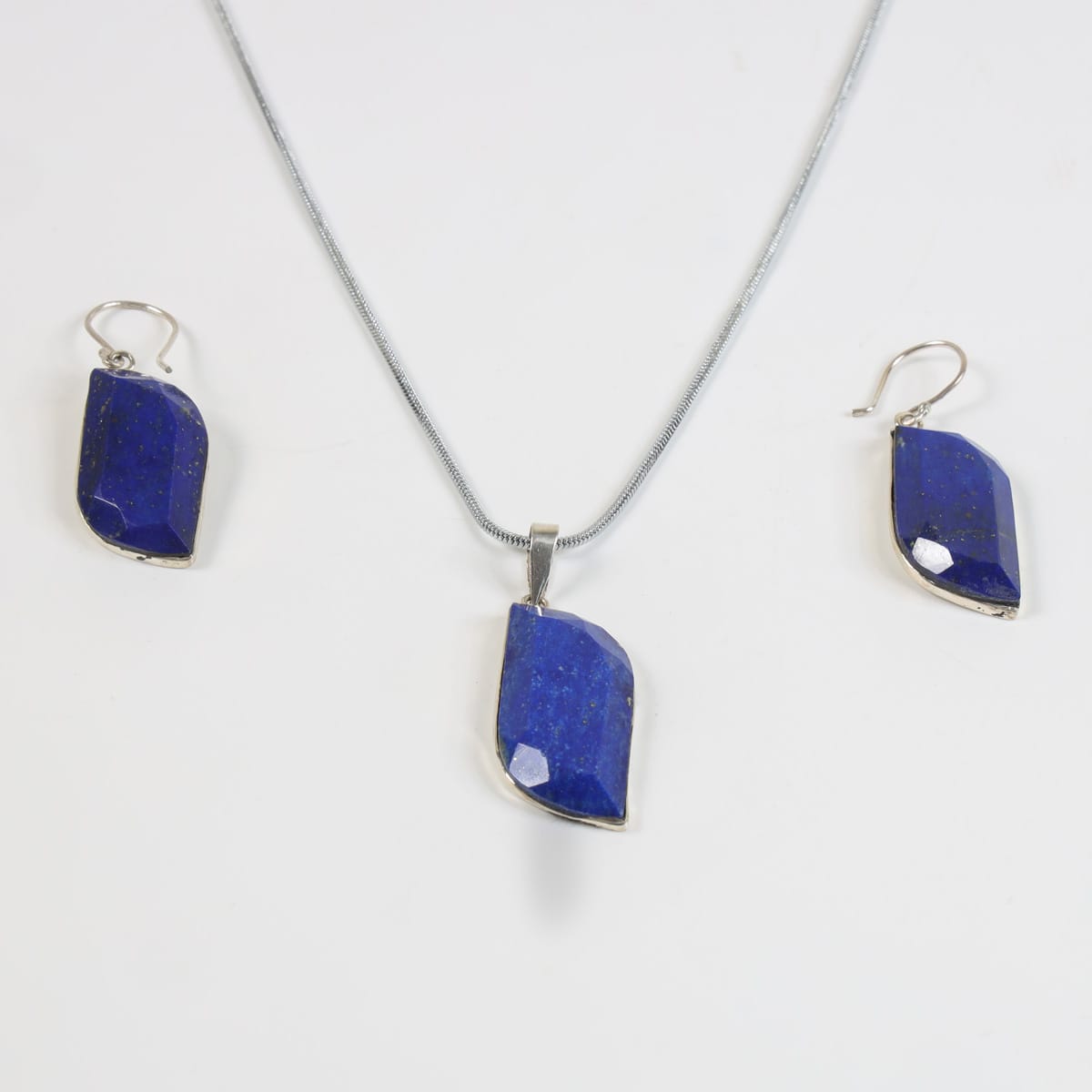 Lapis Set, necklace stone, ring, earrings lightweight