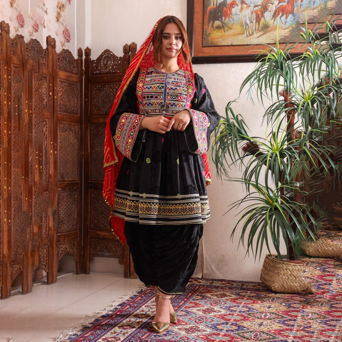 afghan dress black Sarrinah