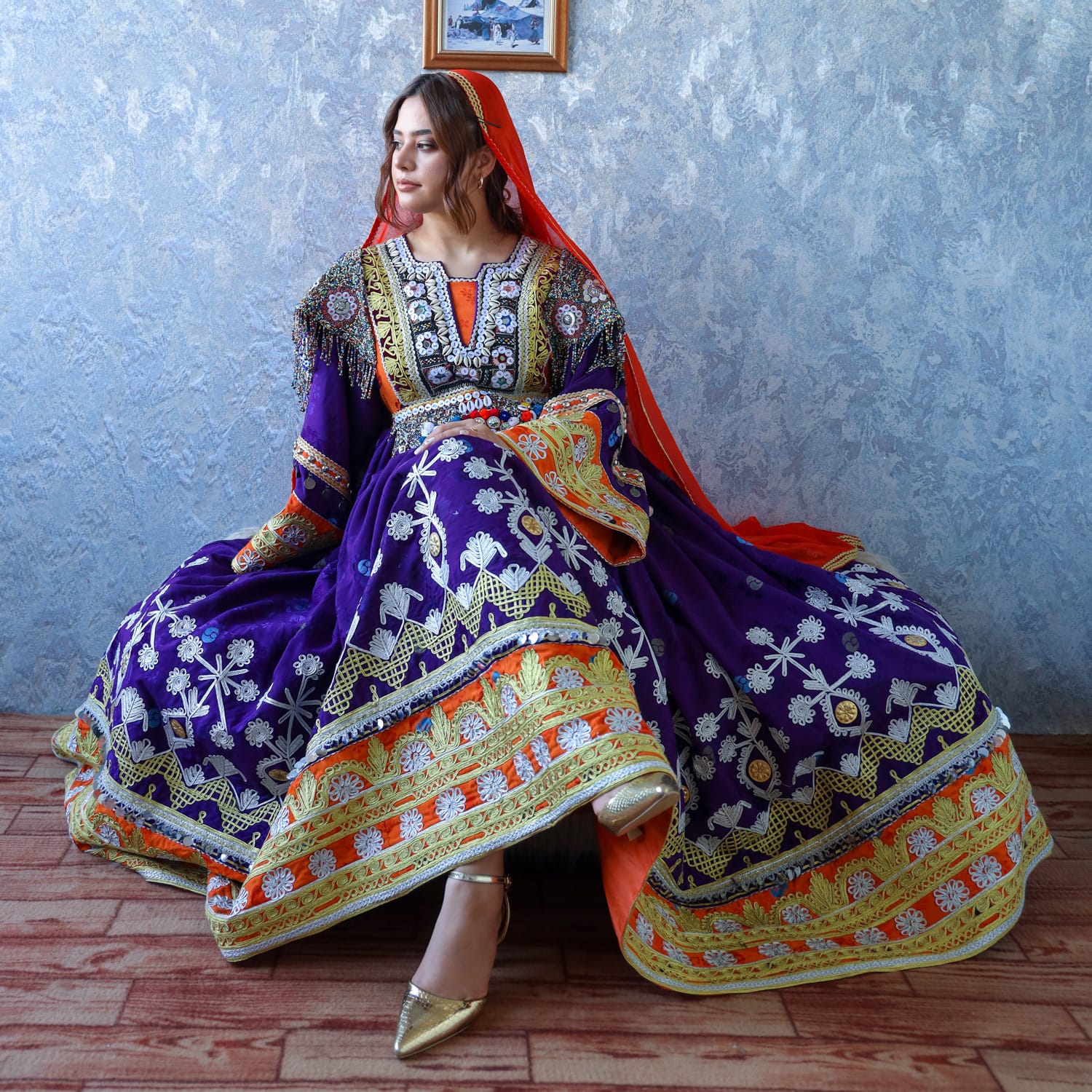 white christmas dresses Farzana Afghan Kuchi Dress (red) – Mali Boutique main image 0