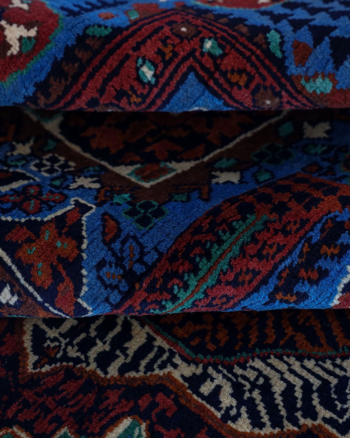 Mamluk Design Handmade Wool Rug - Blue Aseel Afghani Rug