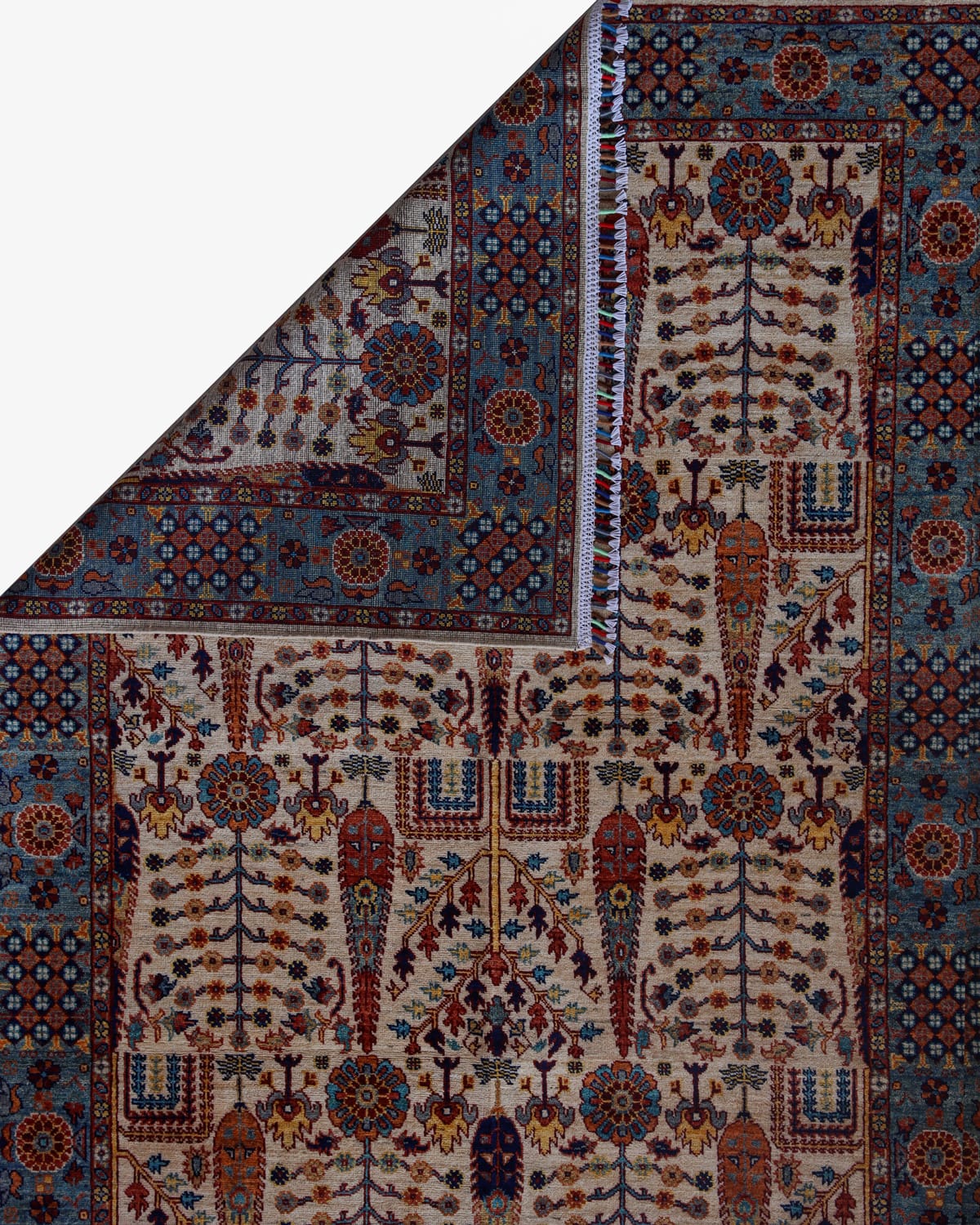 Tree of Life Hand-Knotted Wool Rug - Cream & Multi-Color