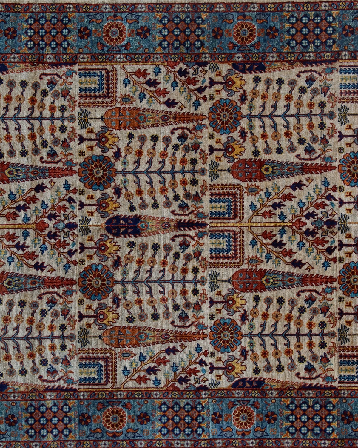 Tree of Life Hand-Knotted Wool Rug - Cream & Multi-Color