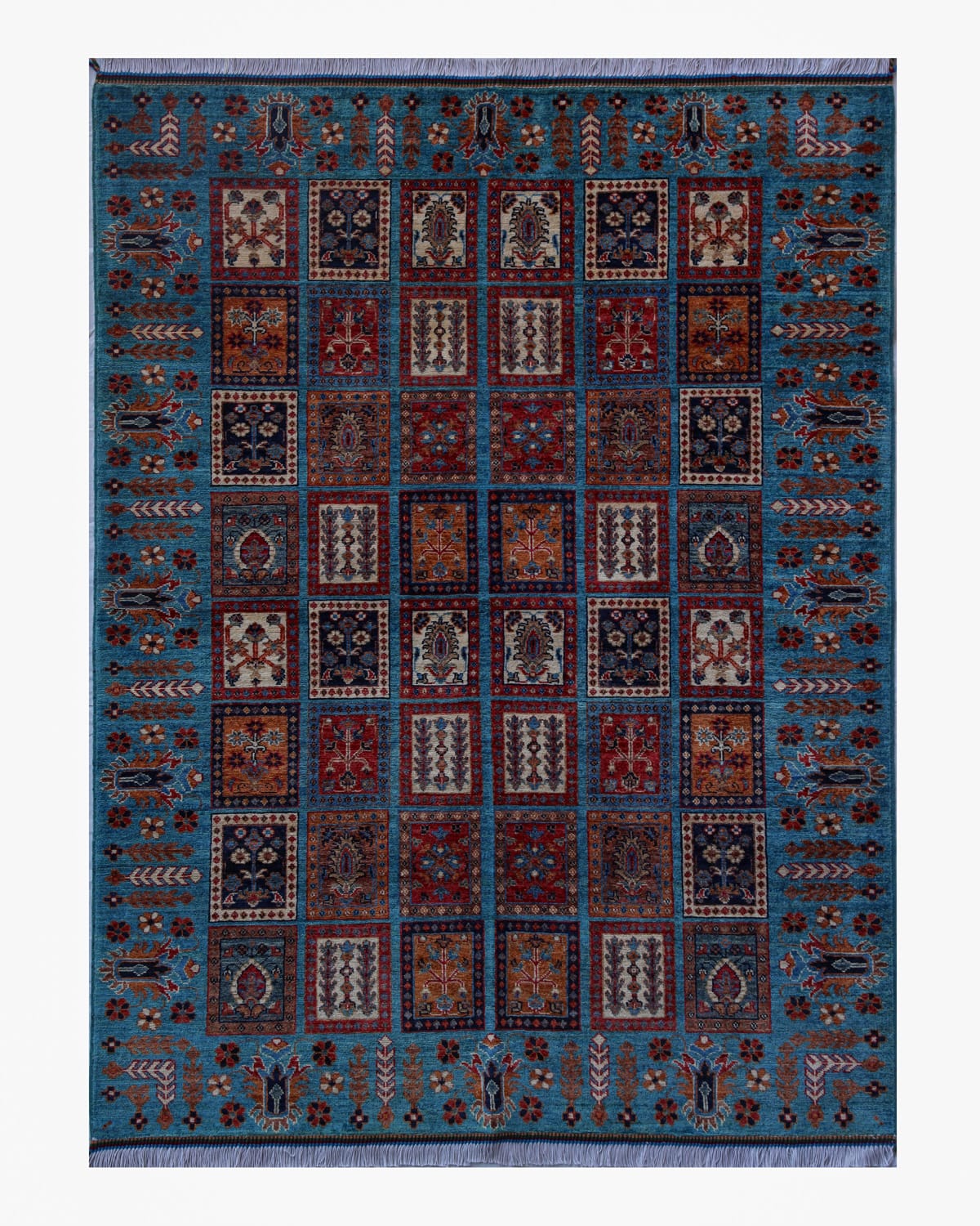 Afghan Rug (Four Seasons) Handwoven Wool Rug - Blue