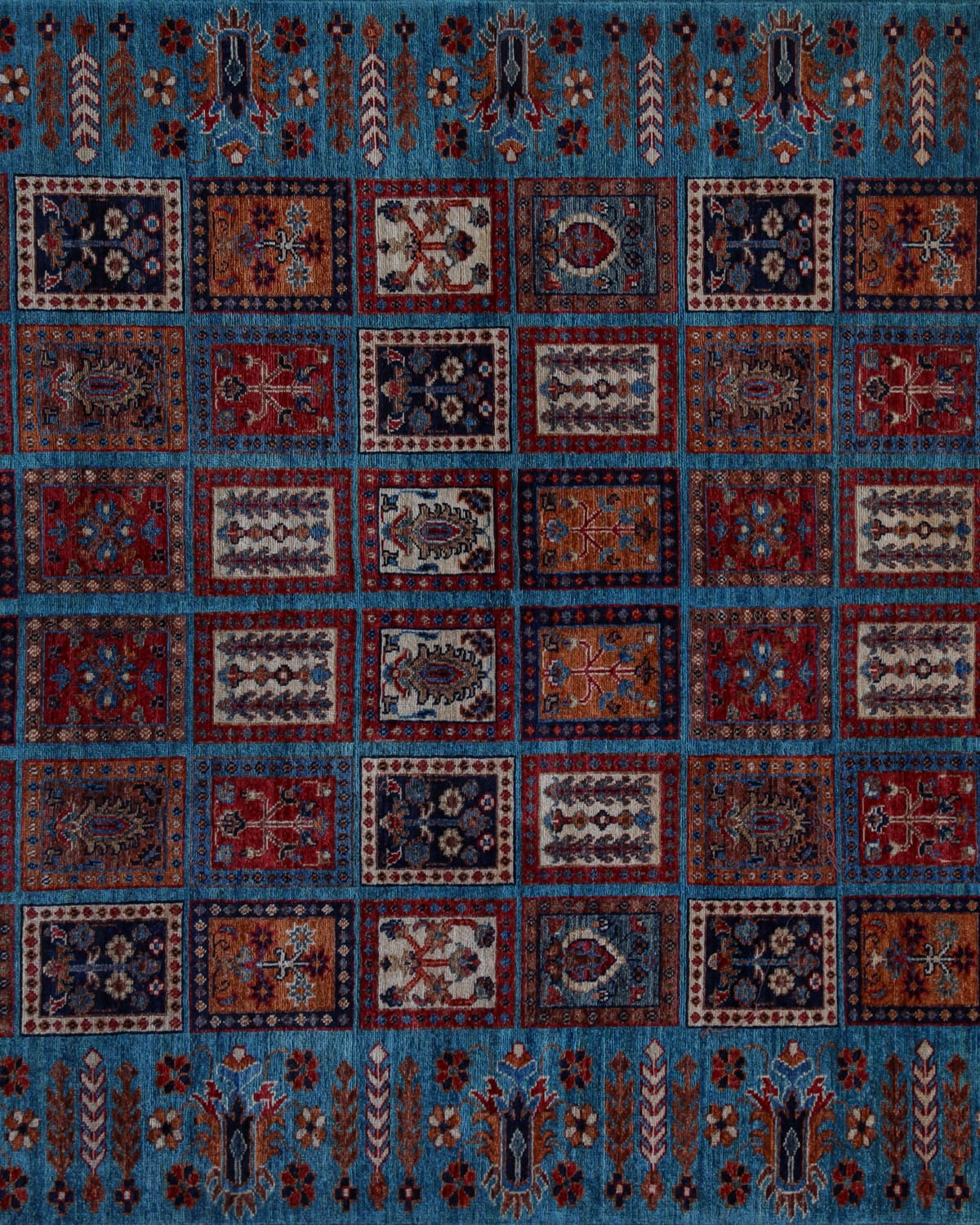 Afghan Rug (Four Seasons) Handwoven Wool Rug - Blue