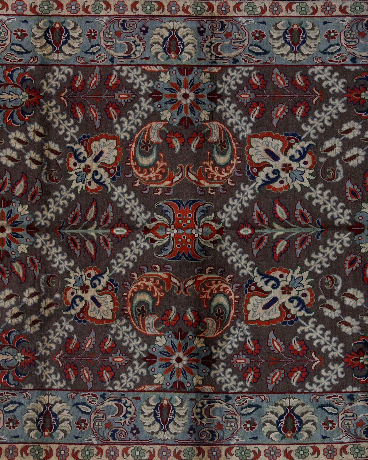 Zanjirek Brown Merino Wool Persian Rug, (84×58 inches)