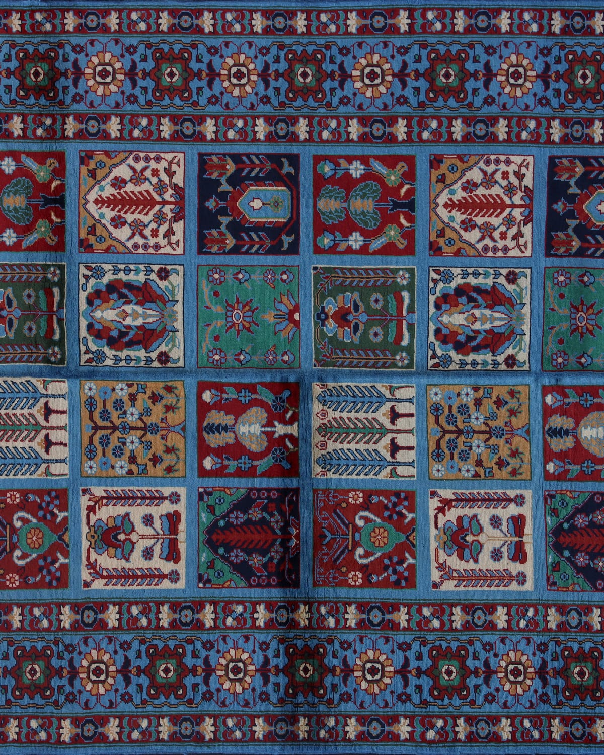 Four Seasons Blue Merino Wool Persian Rug - Handwoven 40×40 Weave
