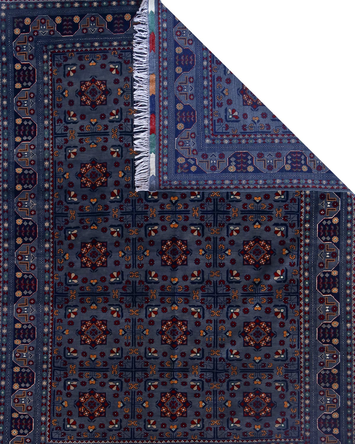 Afghani Rug - Steel Gray Provincial Wool