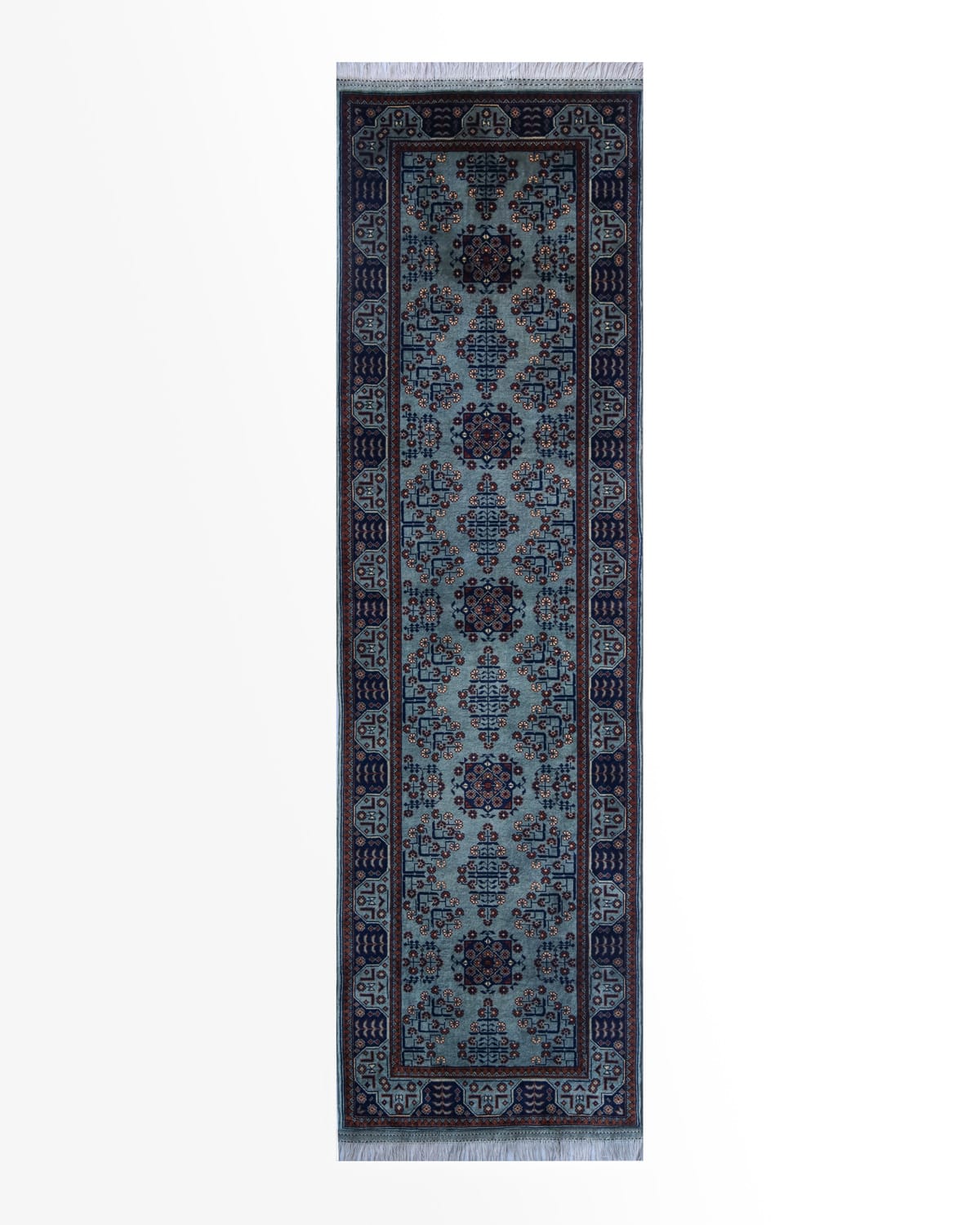 Runner Rug – Steel Gray Wool Afghani