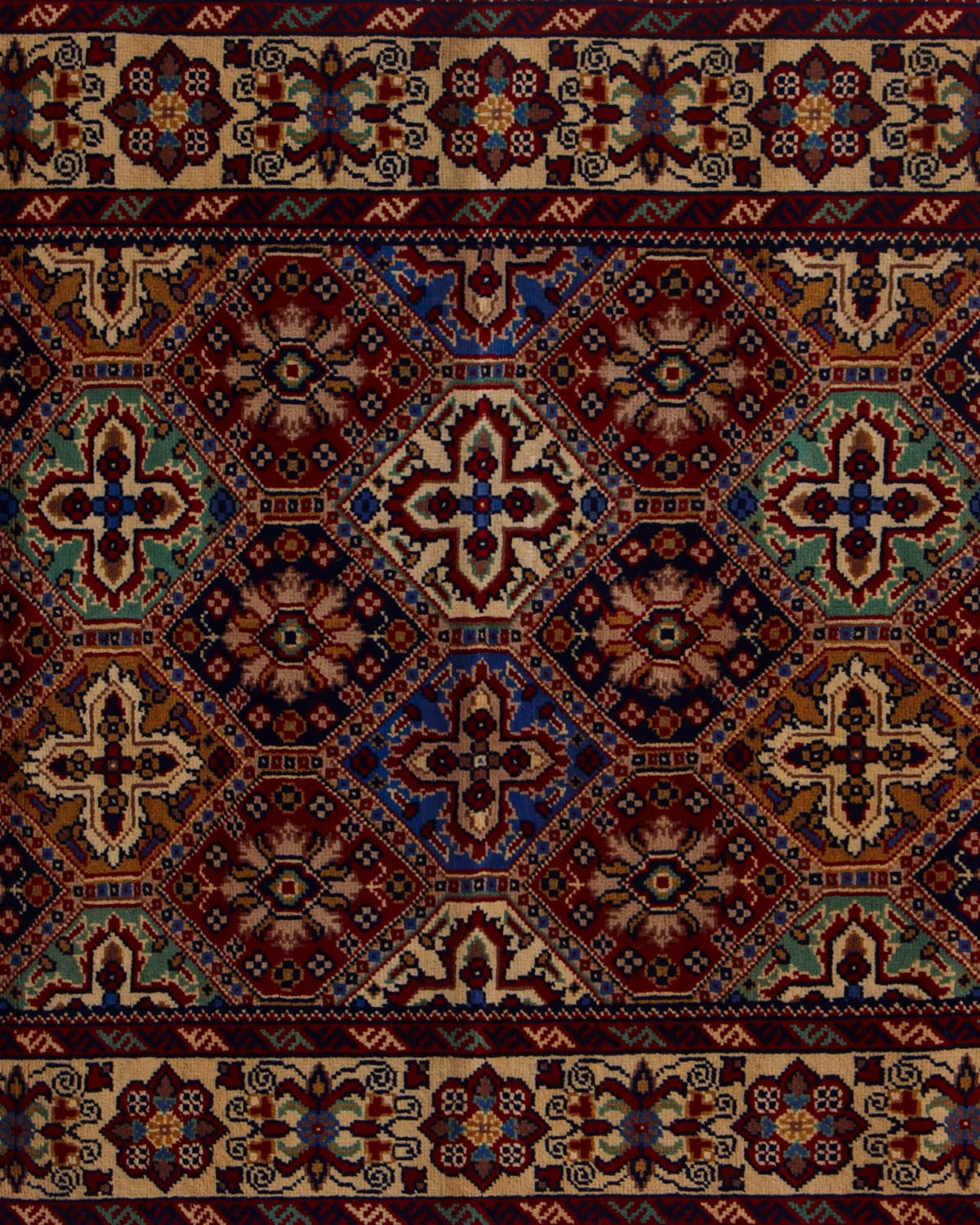 Hand-Knotted Rug Jawzjan, Afghanistan Colorful Floral Tile Afghani Rug – Premium Merino Wool