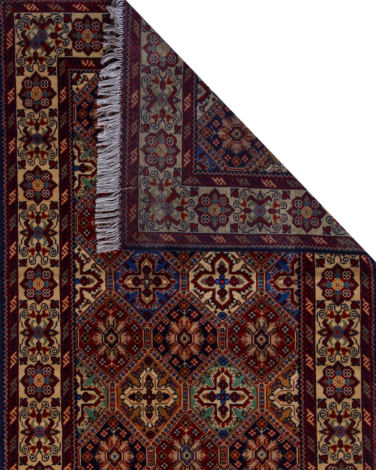 Hand-Knotted Rug Jawzjan, Afghanistan Colorful Floral Tile Afghani Rug – Premium Merino Wool
