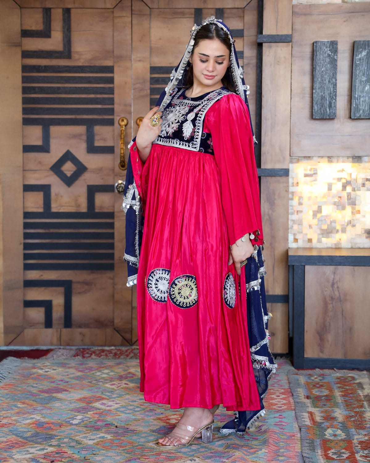 Hand-Embroidered Afghan Dress