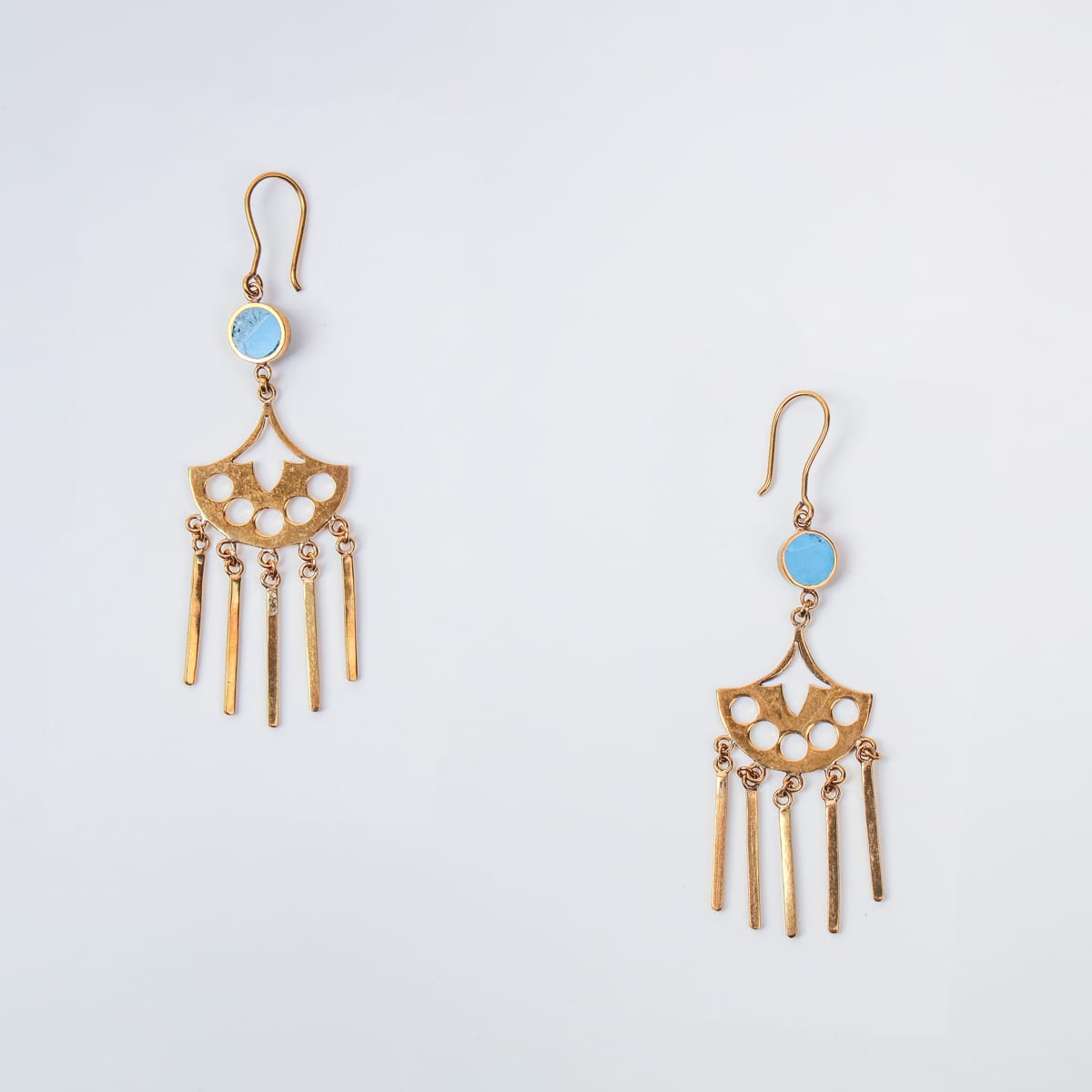 Brass Earrings with Turquoise Stone