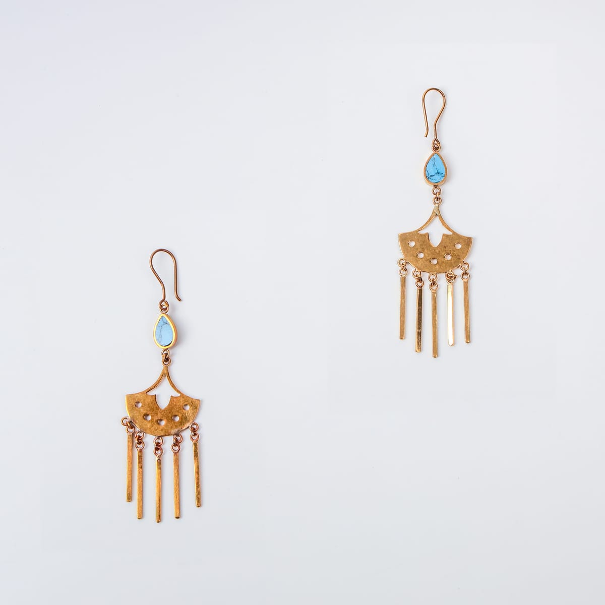 Brass Earrings with Turquoise Stone