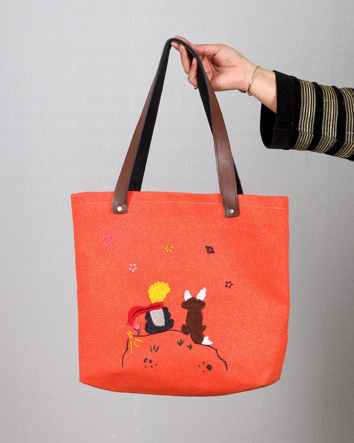 Tote bag, orange color hand bag