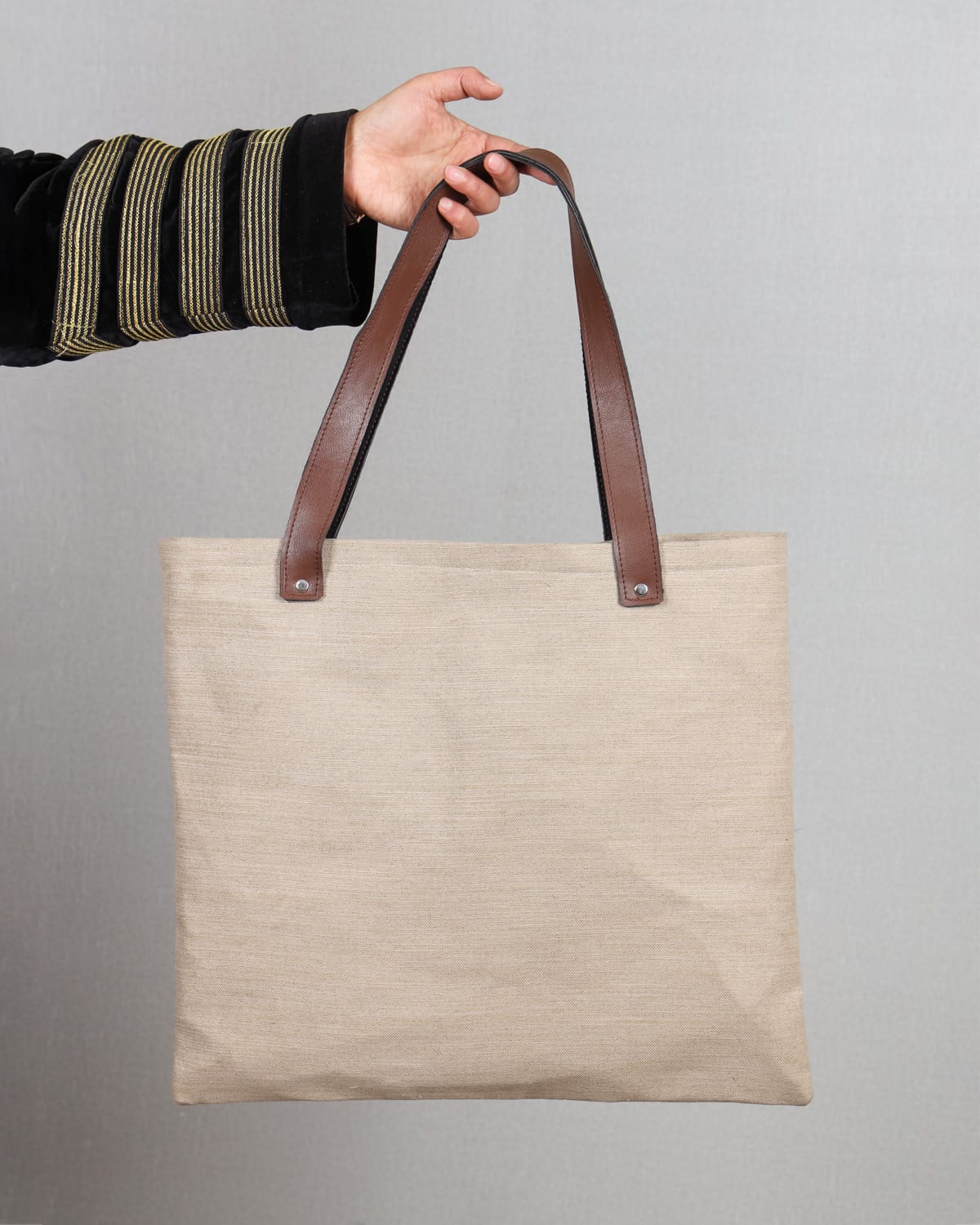 Durable Tote with Leather Straps