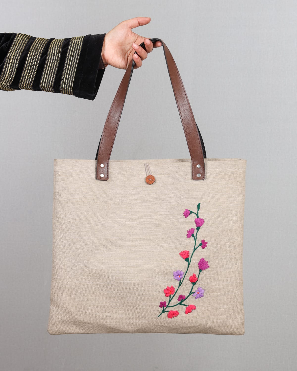 Durable Tote with Leather Straps
