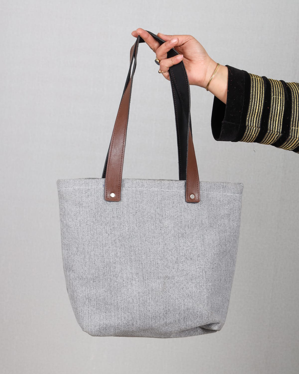 Durable Tote with Leather Straps handmade
