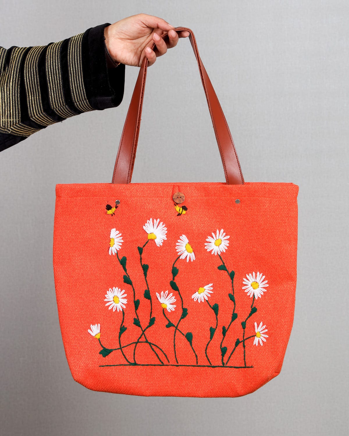 Hand-Stitched Embroidery Cotton Bag