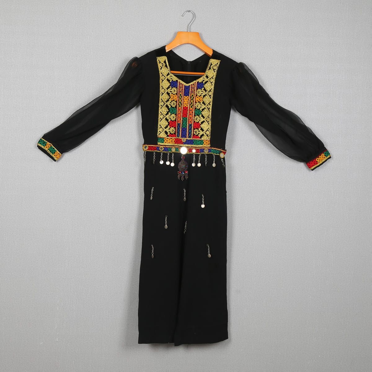 black Traditional Embroidered Dress
