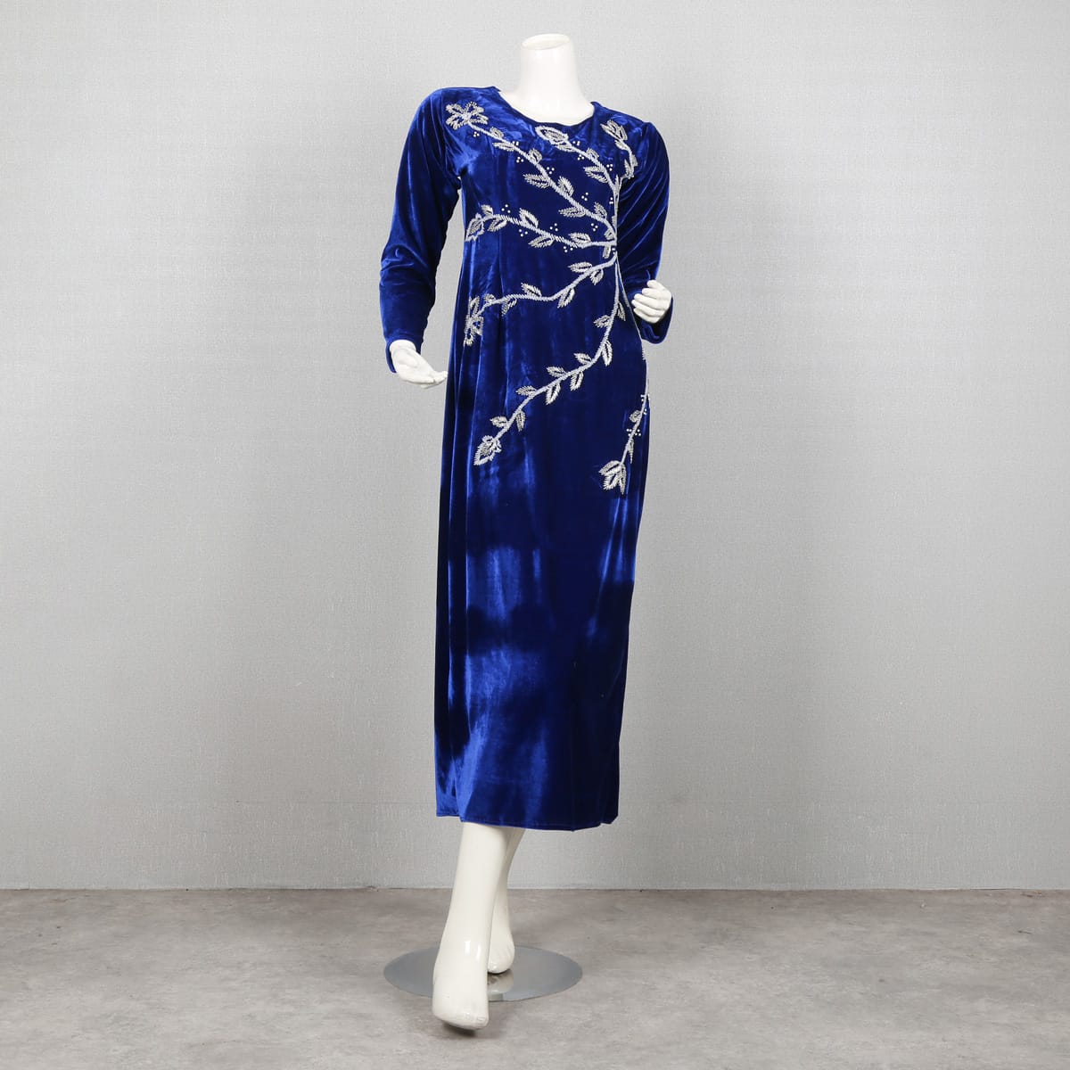 Royal Blue Velvet Dress Gandi Afghai