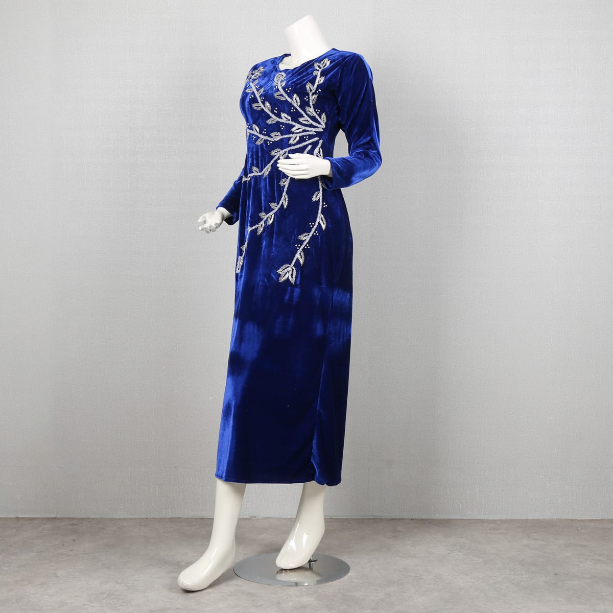 Royal Blue Velvet Dress Gandi Afghai