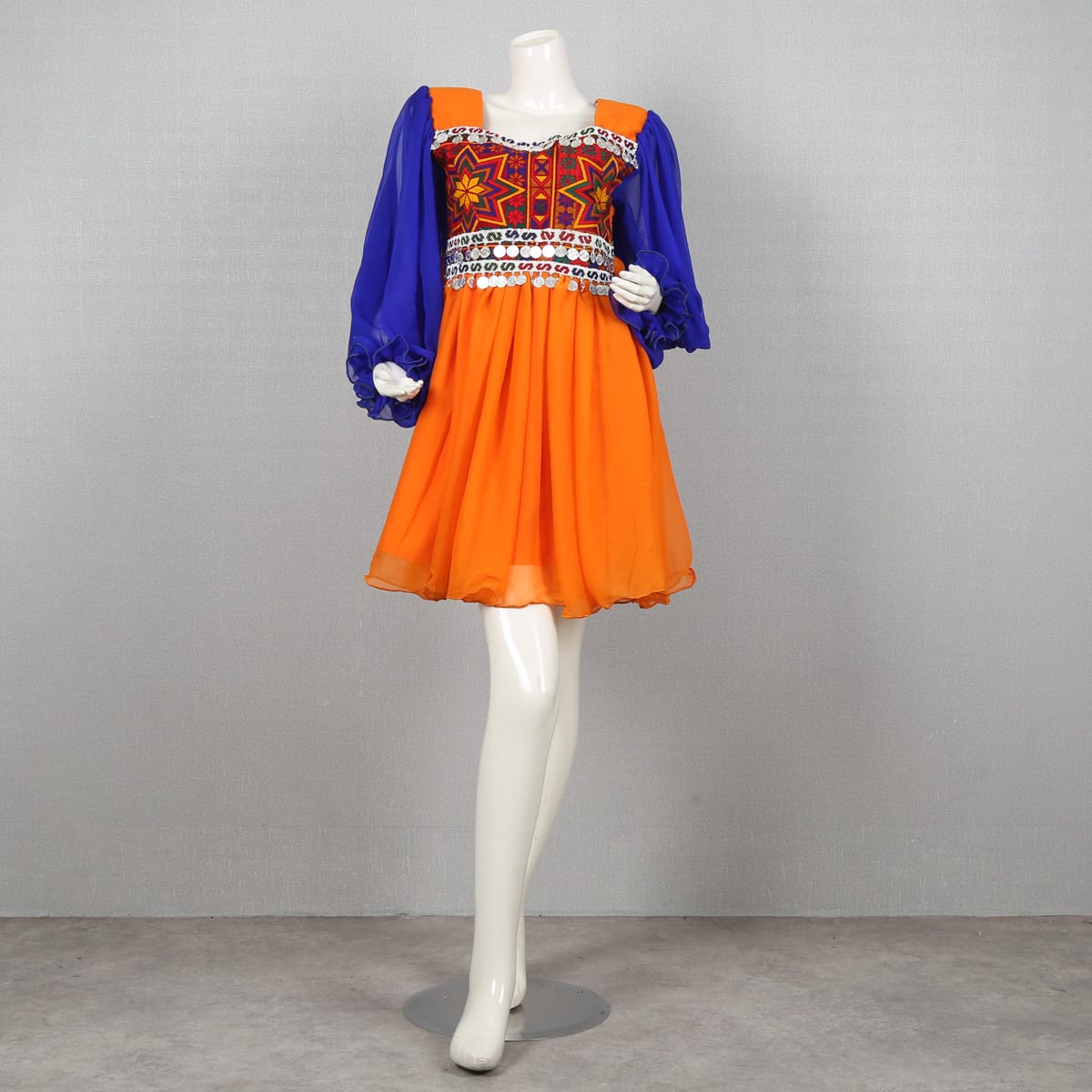 Colorful Boho Chic Dress with Embroidered Bodice