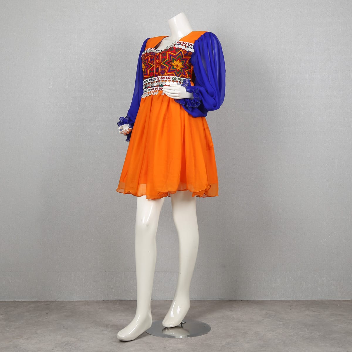 Colorful Boho Chic Dress with Embroidered Bodice