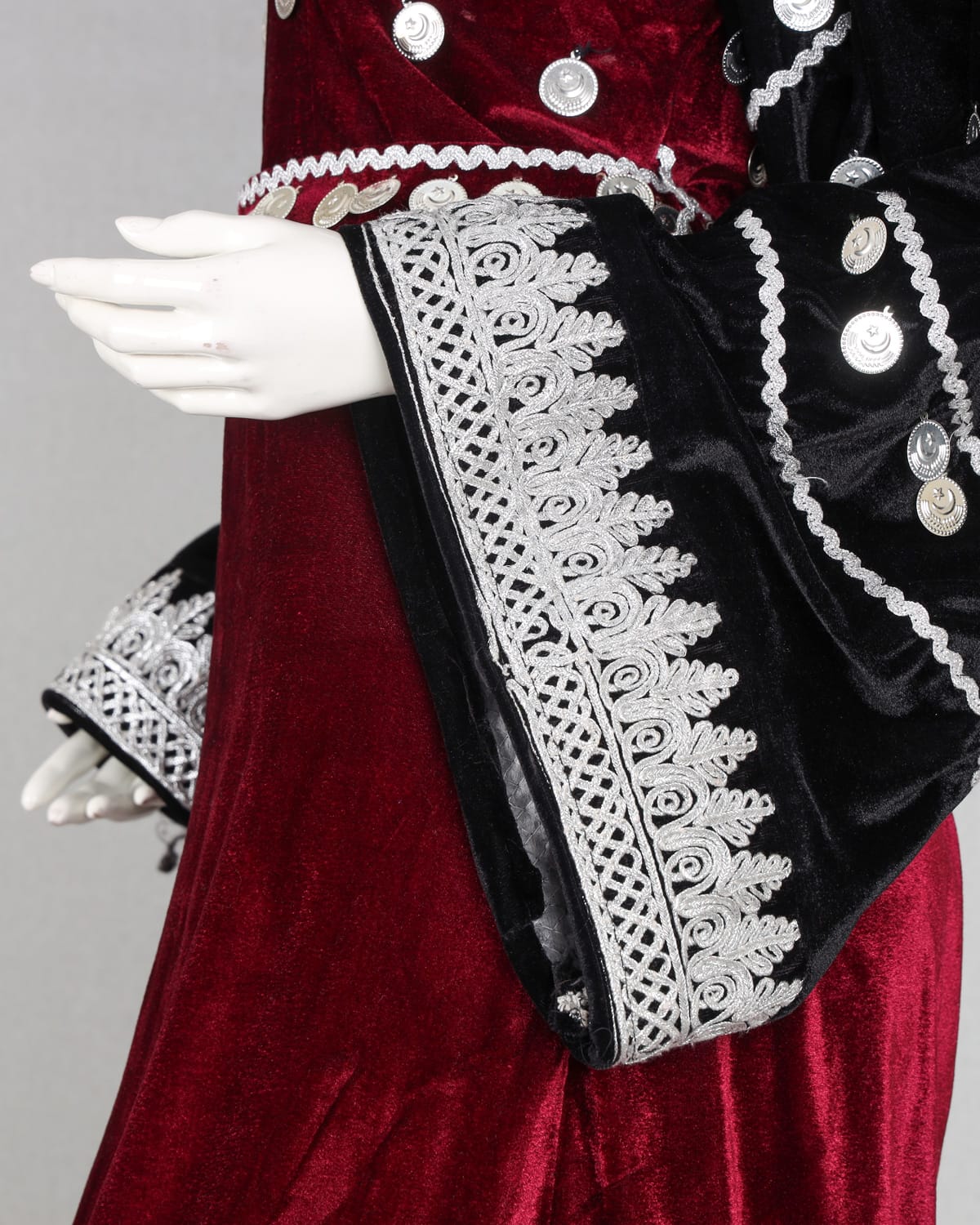 Velvet Gand Afghani Dress Maroon & Black 