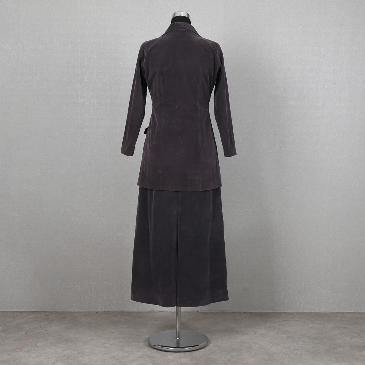 Charcoal Velvet Blazer Dress with Double Breasted Detail