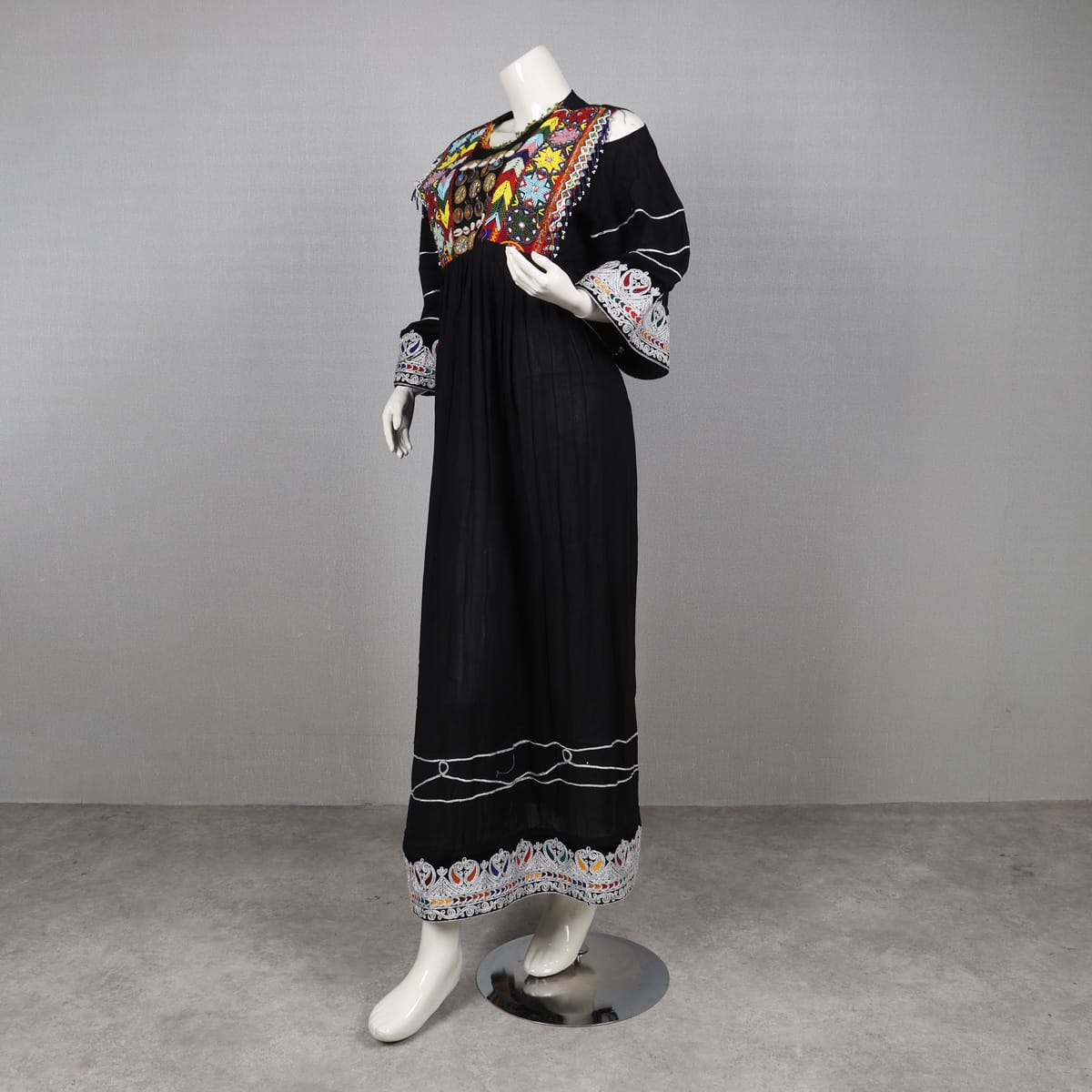 Black Embroidered Long Dress