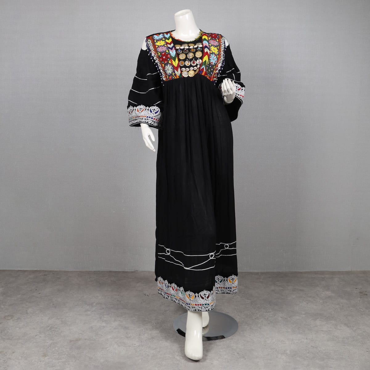 Black Embroidered Long Dress