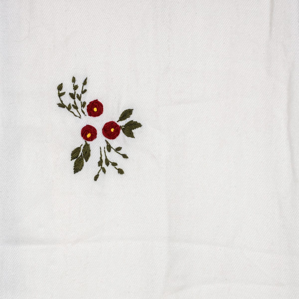 Embroidered Floral Scarf with Fringed Edges