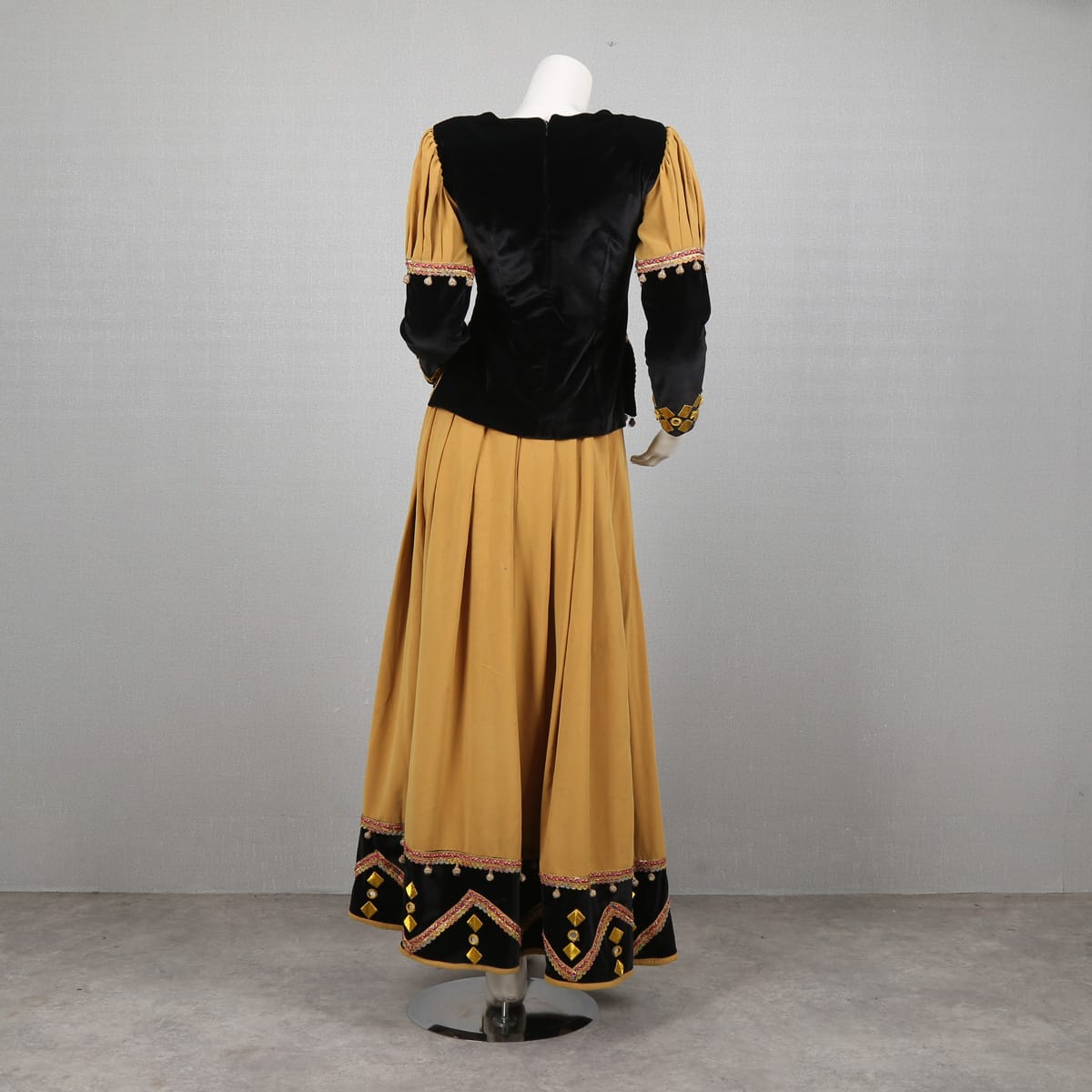 Elegant Traditional Golden Anarkali Dress with Dupatta
