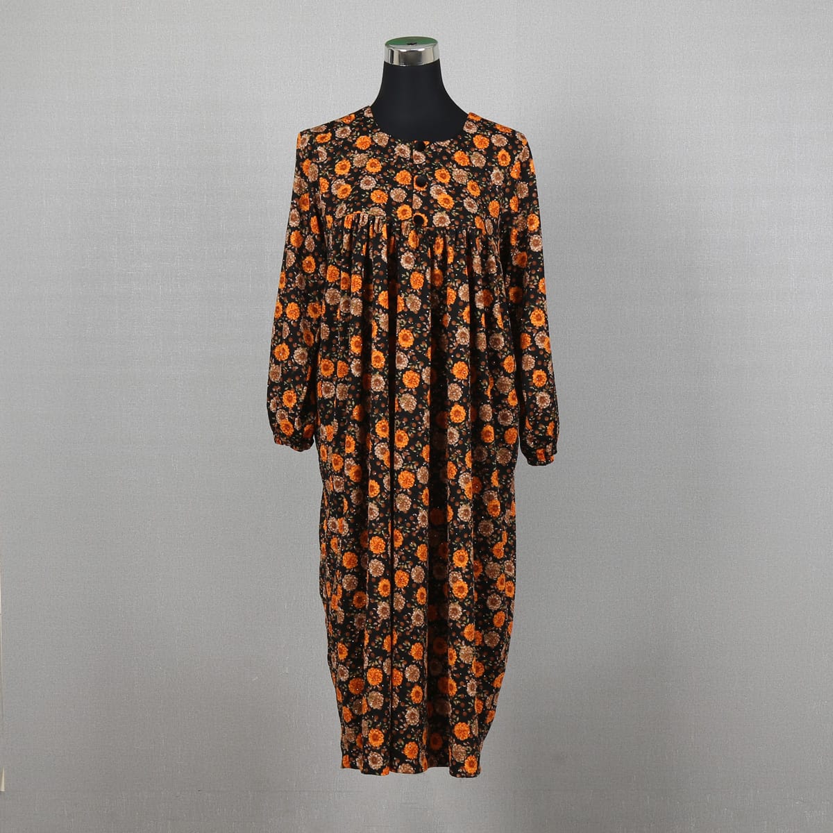 Floral Printed Black Maxi Dress  Long Sleeve Casual Wear | Aseel