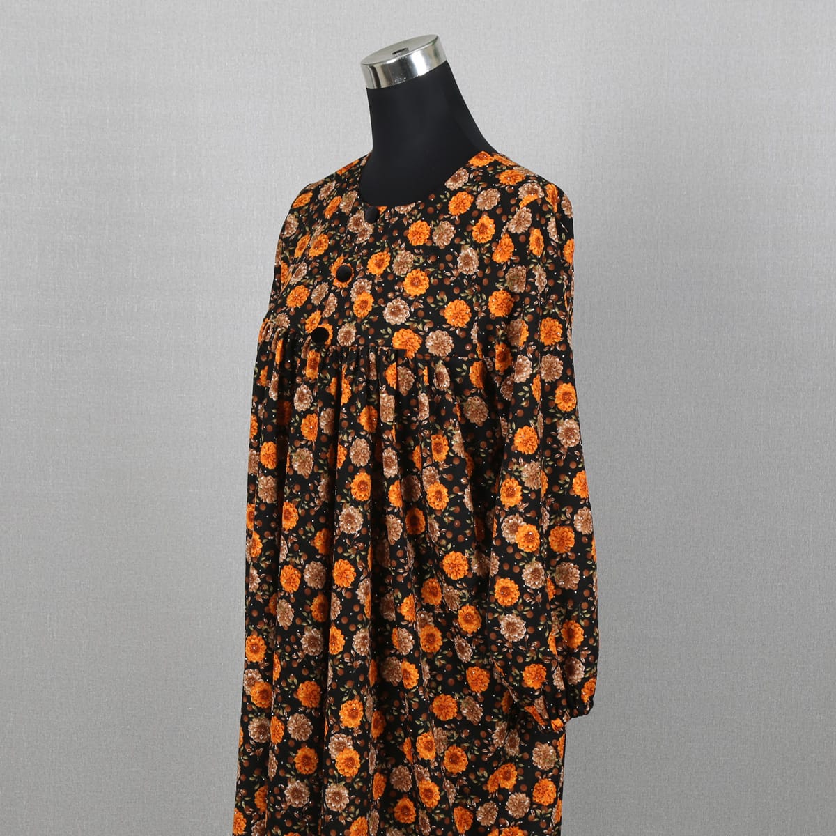 Floral Printed Black Maxi Dress – Long Sleeve Casual Wear