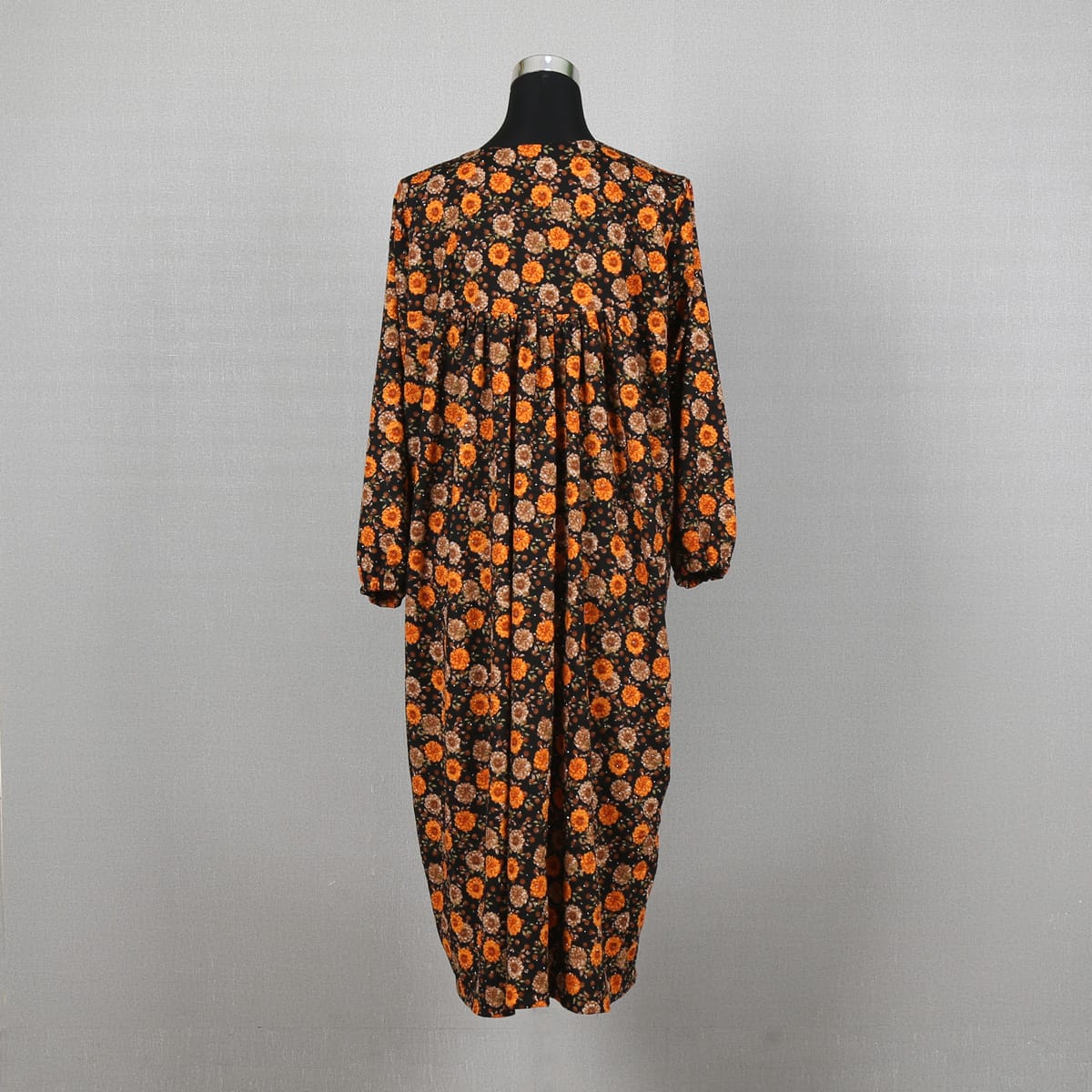 Floral Printed Black Maxi Dress  Long Sleeve Casual Wear | Aseel