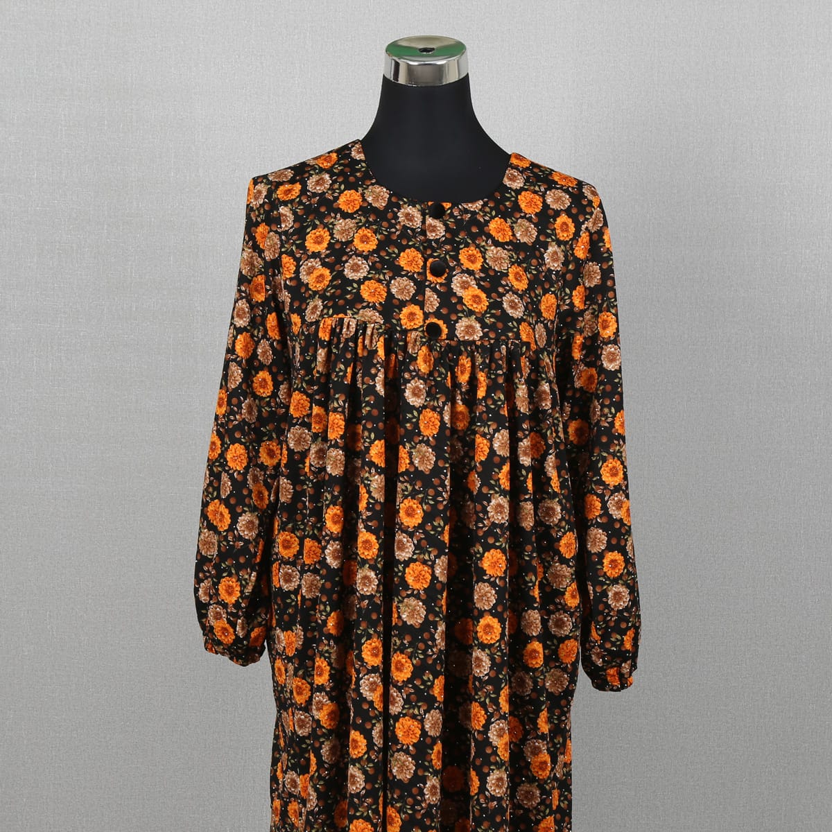 Floral Printed Black Maxi Dress – Long Sleeve Casual Wear