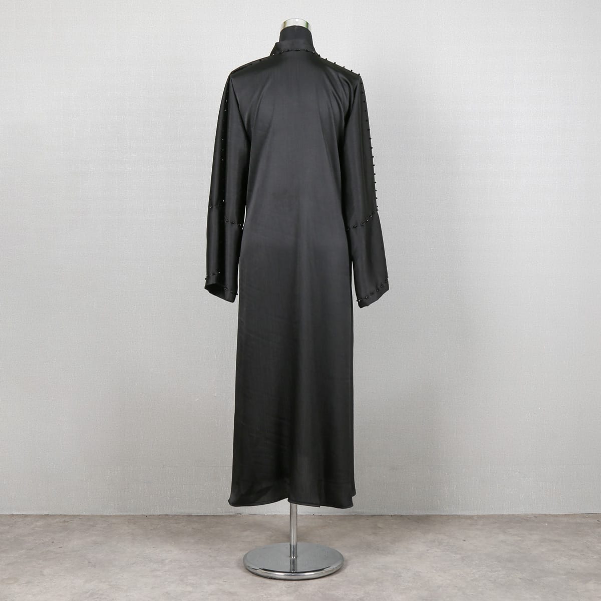  Black Satin Hijab with Button Detailing