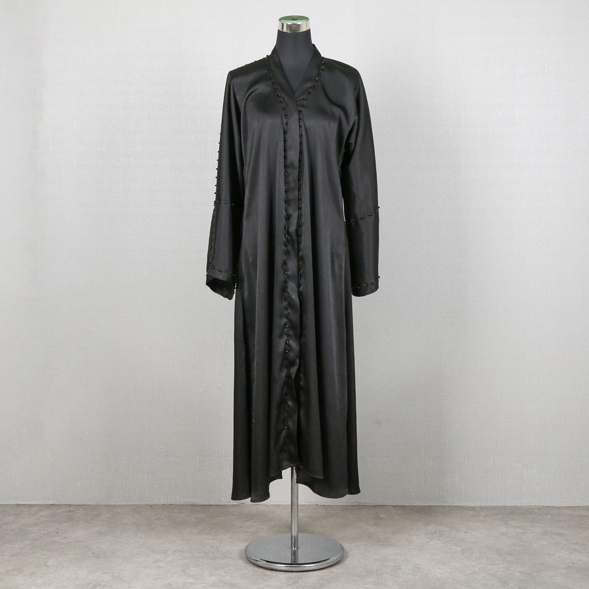  Black Satin Hijab with Button Detailing