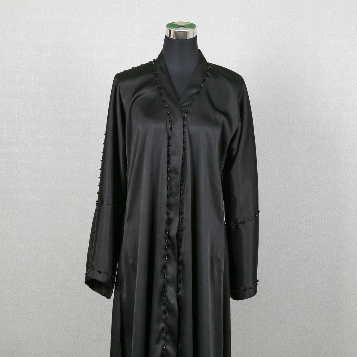  Black Satin Hijab with Button Detailing
