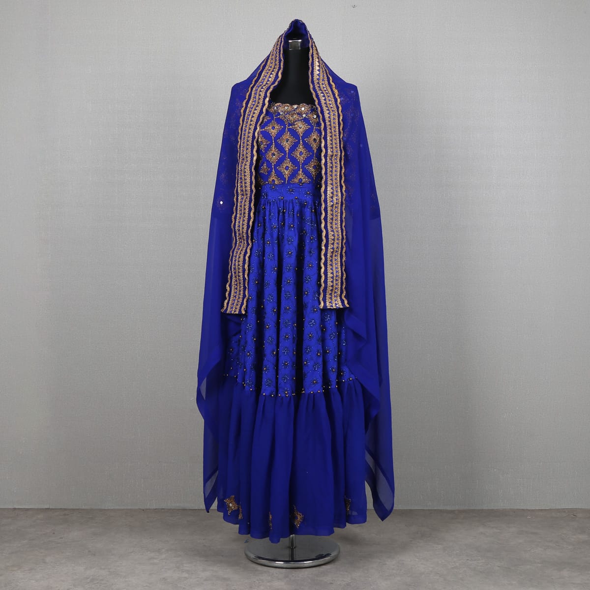dark blue dress matching shawl Chiffon Shawl OS / ivory