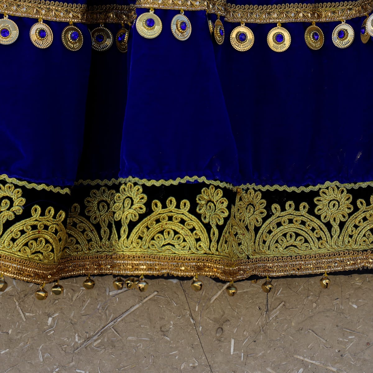 Traditional Gand Afghan Blue Velvet Dress
