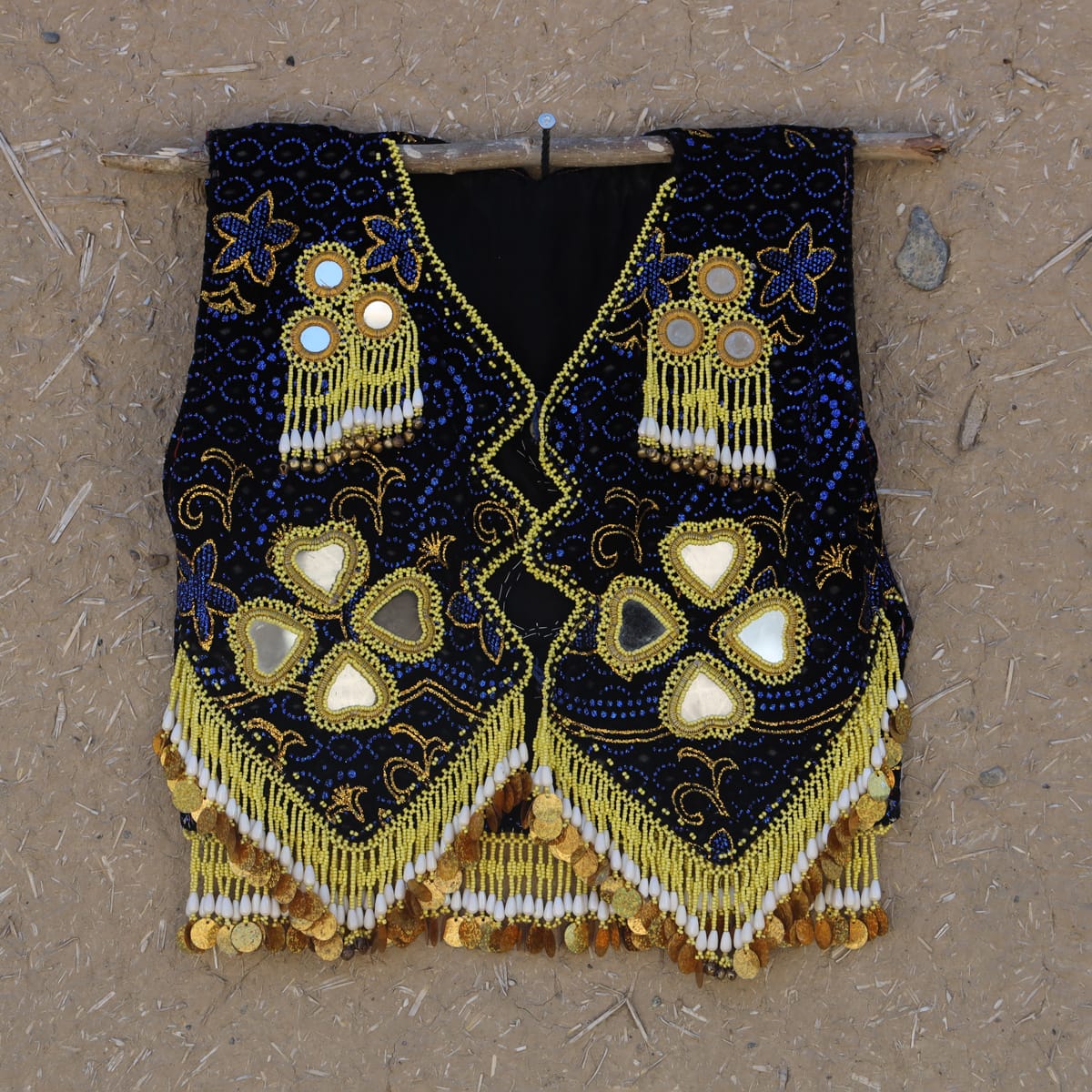 Traditional Beaded Vest with Gold Detailing