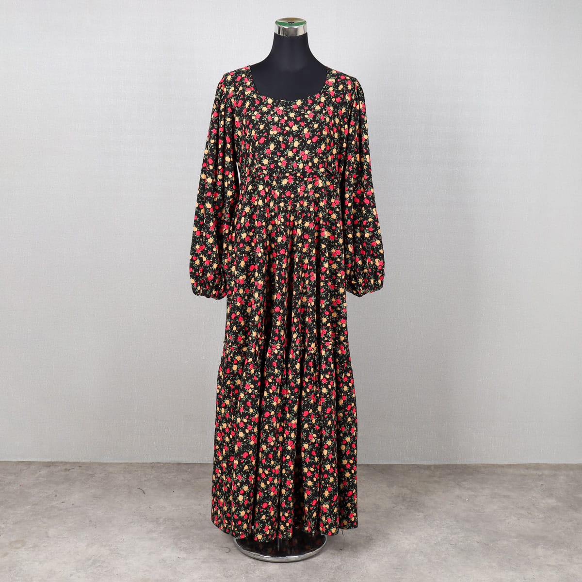 Floral Print Maxi Dress with Puff Sleeves