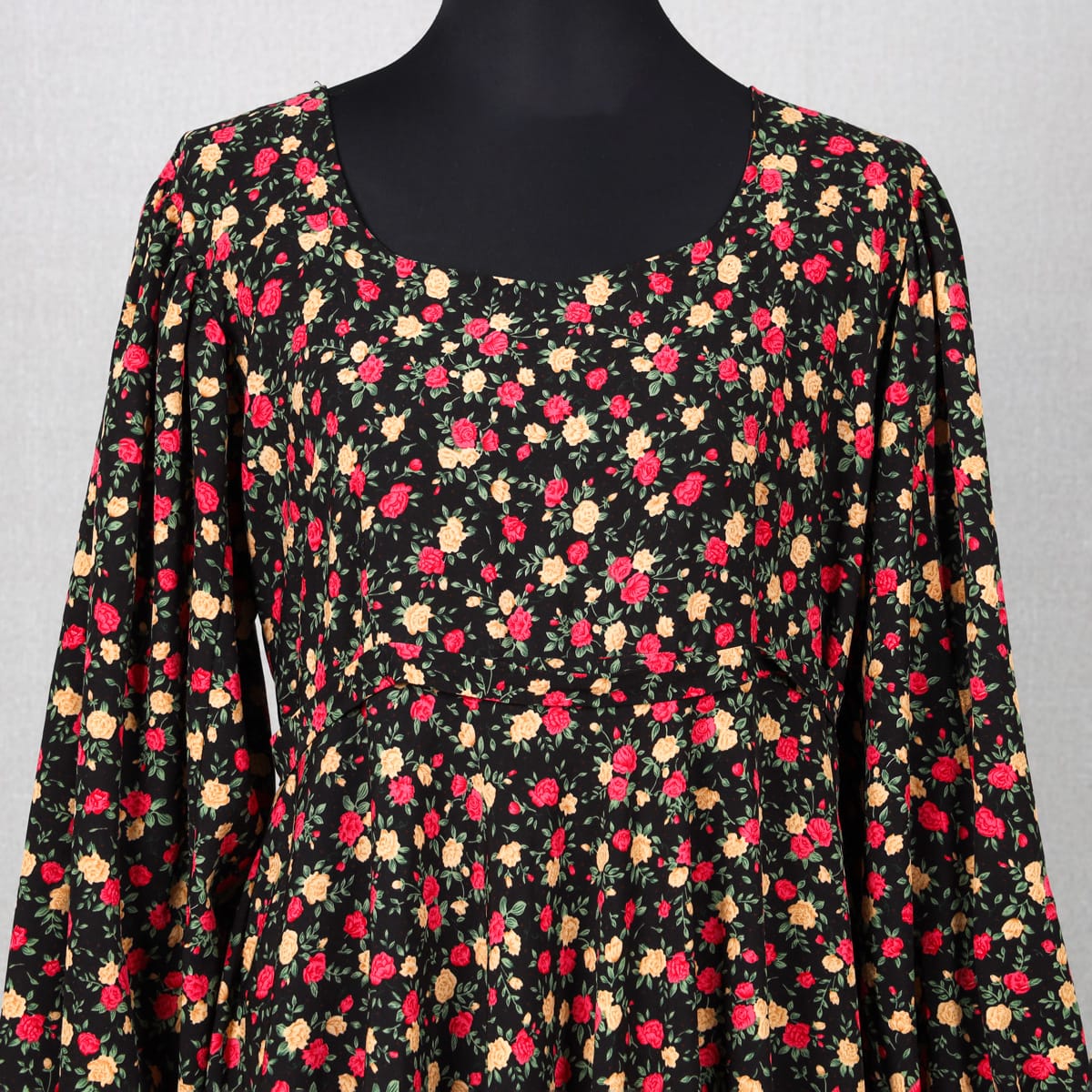 Floral Print Maxi Dress with Puff Sleeves