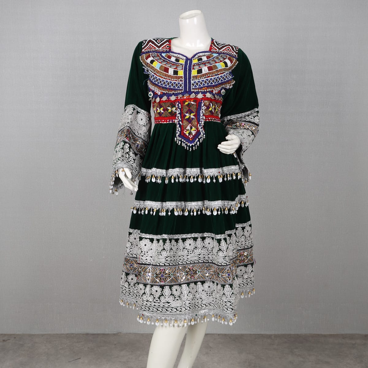 Gandi Afghani Embroidered Velvet Dress