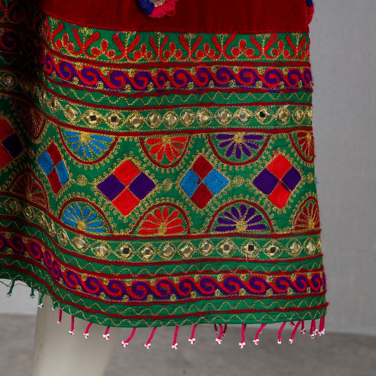 Embroidered Velvet Dress with Colorful Geometric Details