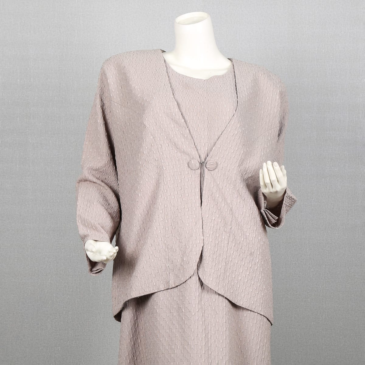Elegant Two-Piece Beige Jacket and Dress Set