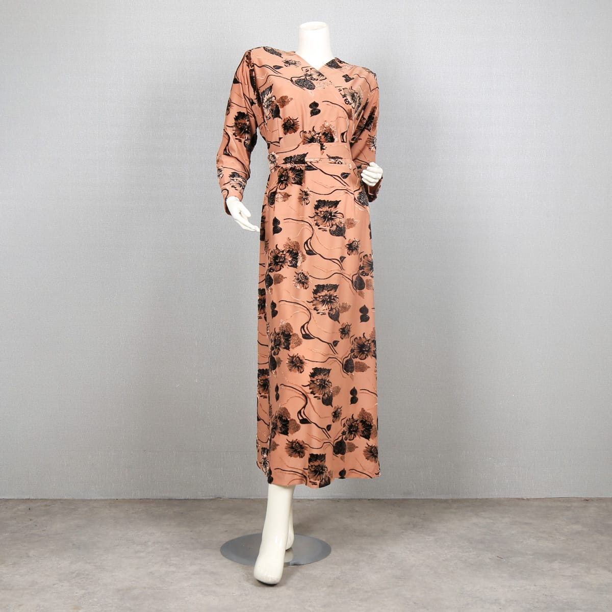 Floral Print V-Neck Long Sleeve Dress